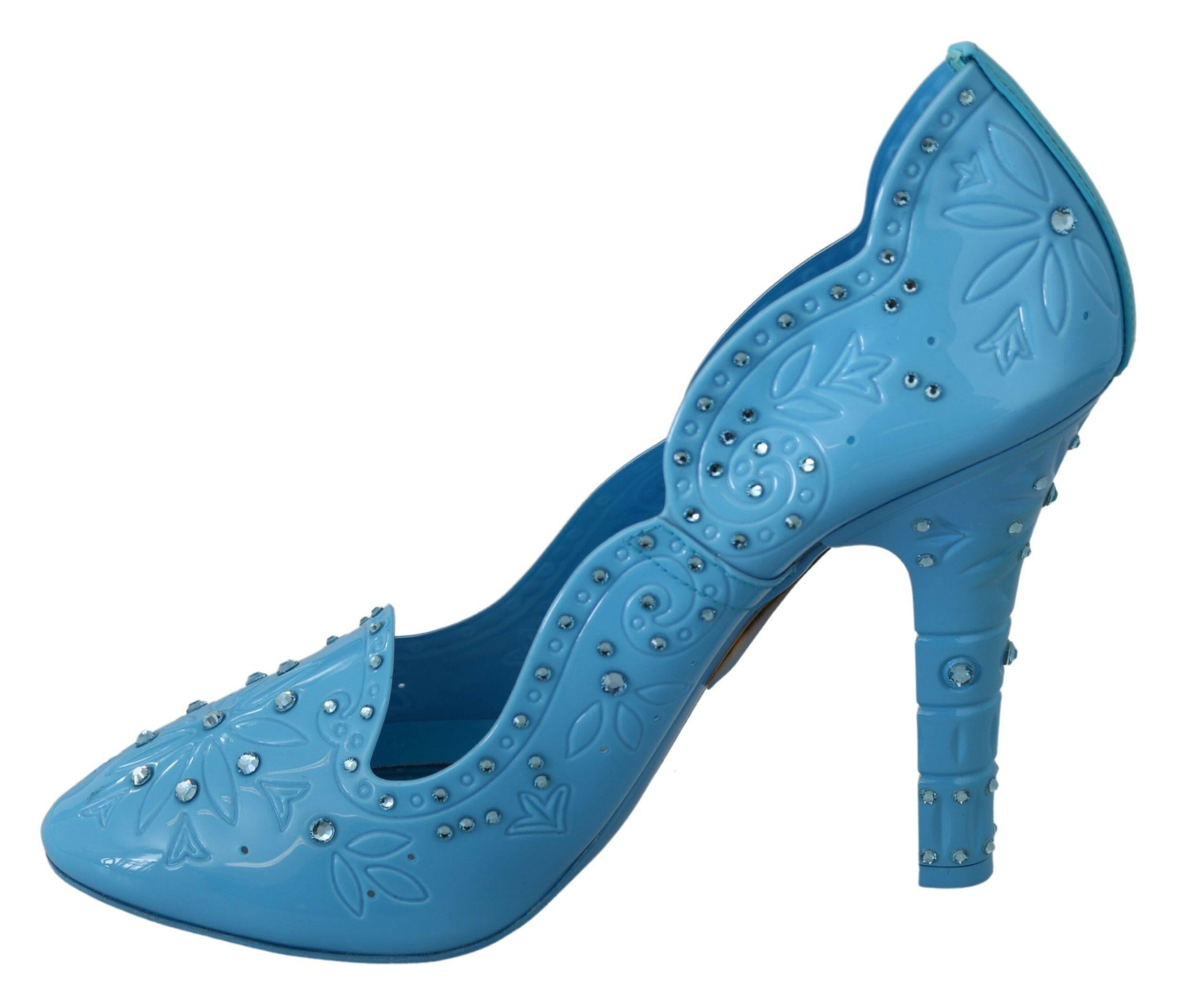 Dolce & Gabbana Blue Crystal Floral CINDERELLA Heels Shoes -   -  Dolce & Gabbana.