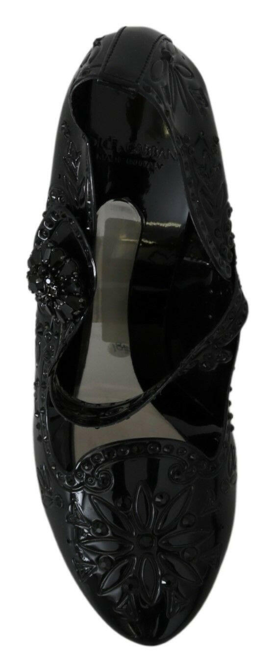 Dolce & Gabbana Black Floral Crystal CINDERELLA Heels Shoes -   -  Dolce & Gabbana.