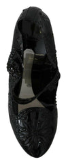 Dolce & Gabbana Black Floral Crystal CINDERELLA Heels Shoes -   -  Dolce & Gabbana.