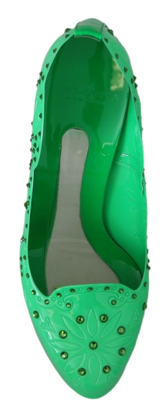 Dolce & Gabbana Green Crystal Floral CINDERELLA Heels Shoes -   -  Dolce & Gabbana.