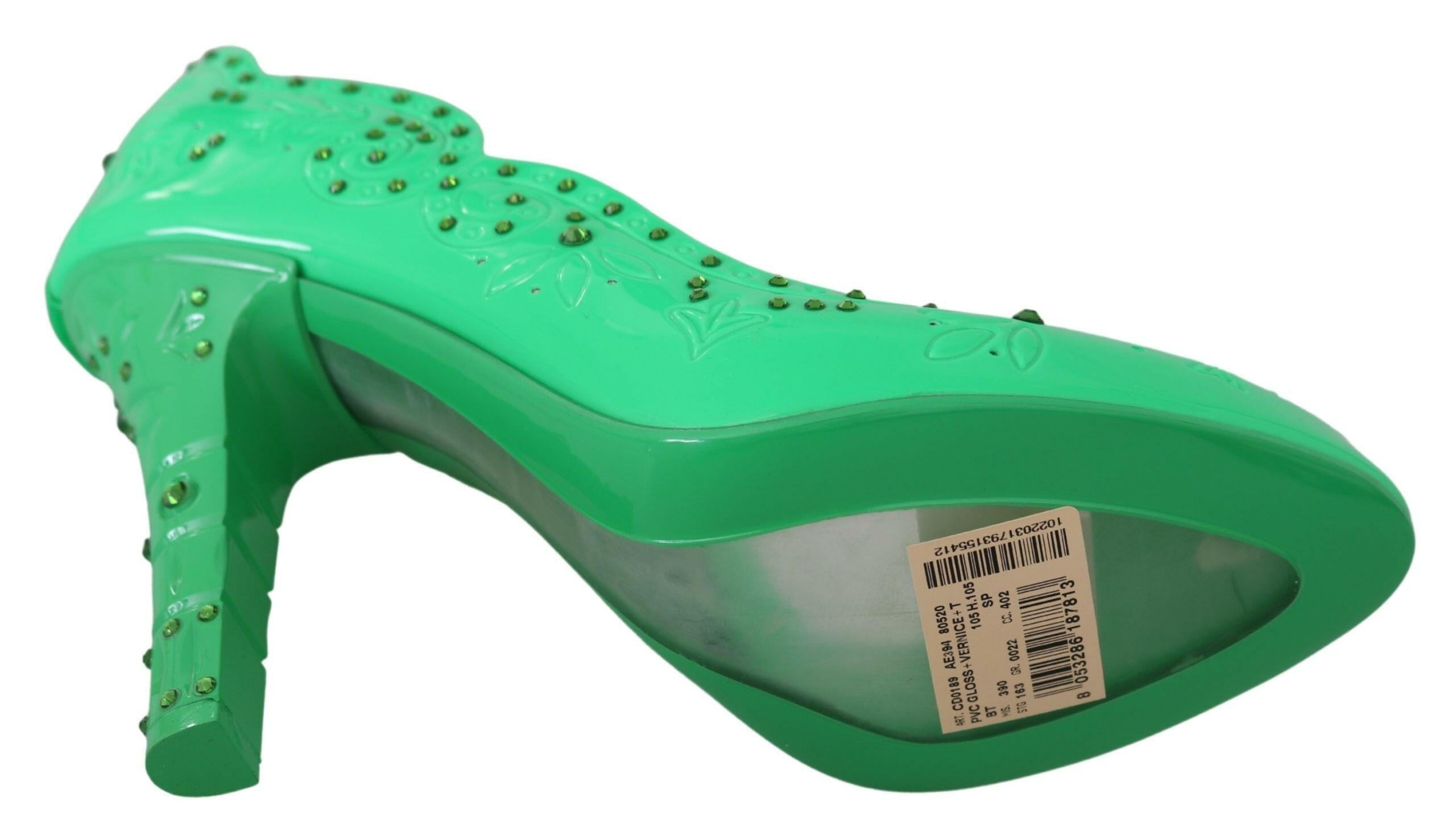 Dolce & Gabbana Green Crystal Floral CINDERELLA Heels Shoes -   -  Dolce & Gabbana.