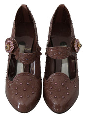 Dolce & Gabbana Brown Floral Crystal CINDERELLA Heels Shoes -   -  Dolce & Gabbana.