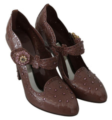 Dolce & Gabbana Brown Floral Crystal CINDERELLA Heels Shoes -   -  Dolce & Gabbana.