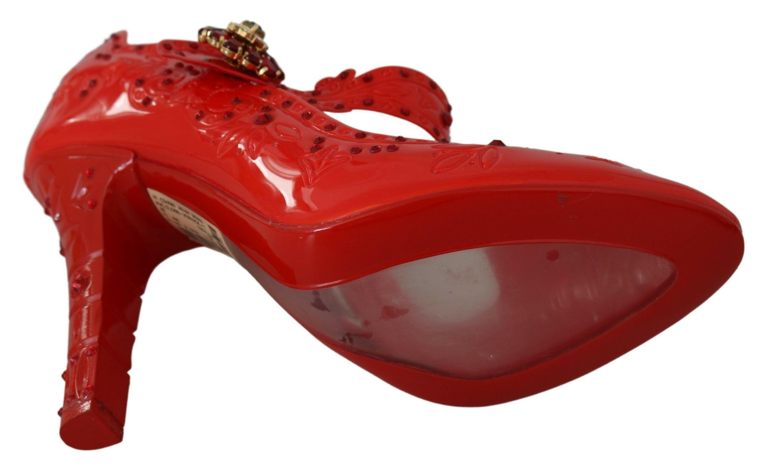 Dolce & Gabbana Red Floral Crystal CINDERELLA Heels Shoes -   -  Dolce & Gabbana.