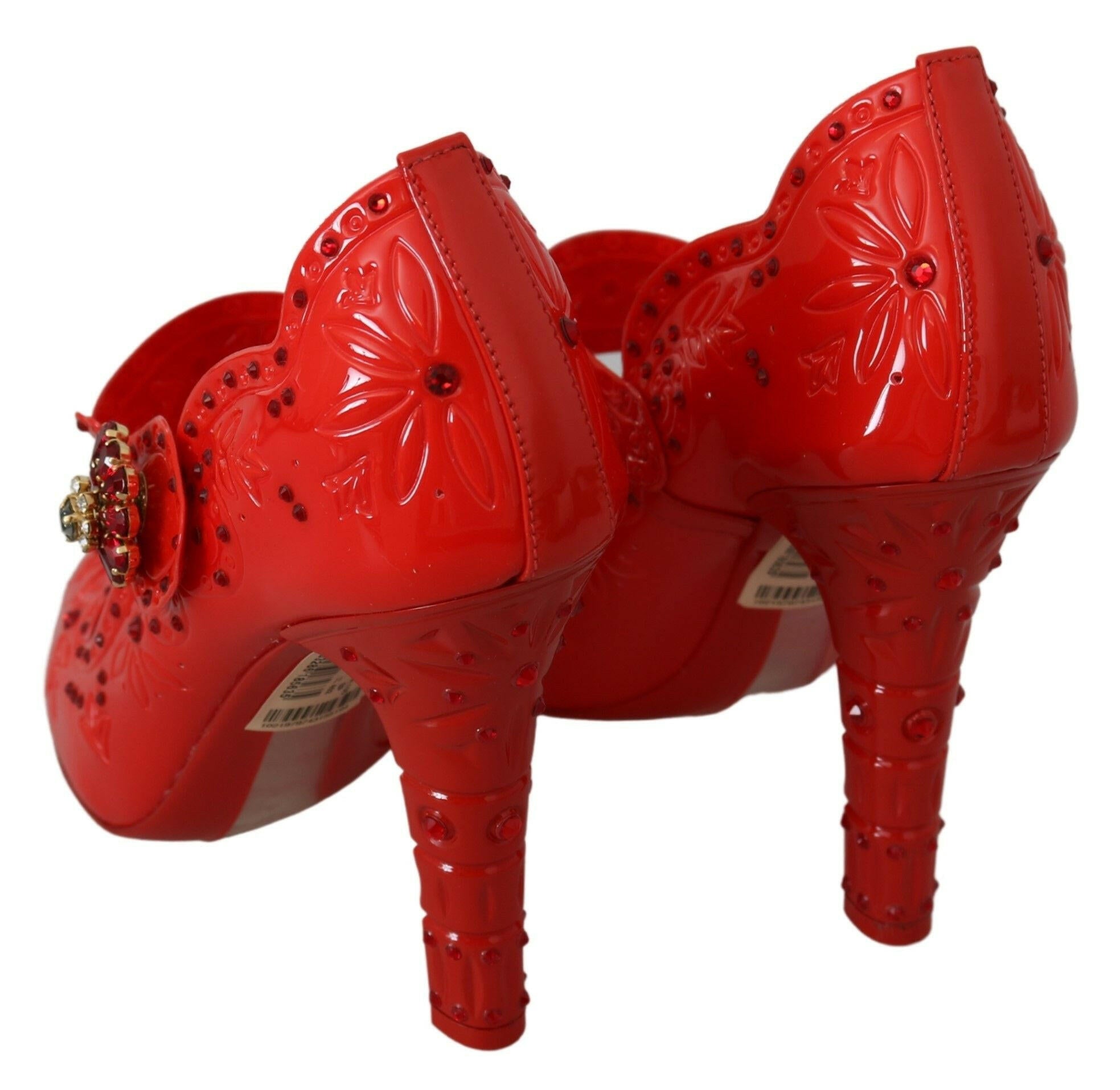 Dolce & Gabbana Red Floral Crystal CINDERELLA Heels Shoes -   -  Dolce & Gabbana.