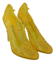 Dolce & Gabbana Yellow Floral Crystal CINDERELLA Heels Shoes -   -  Dolce & Gabbana.