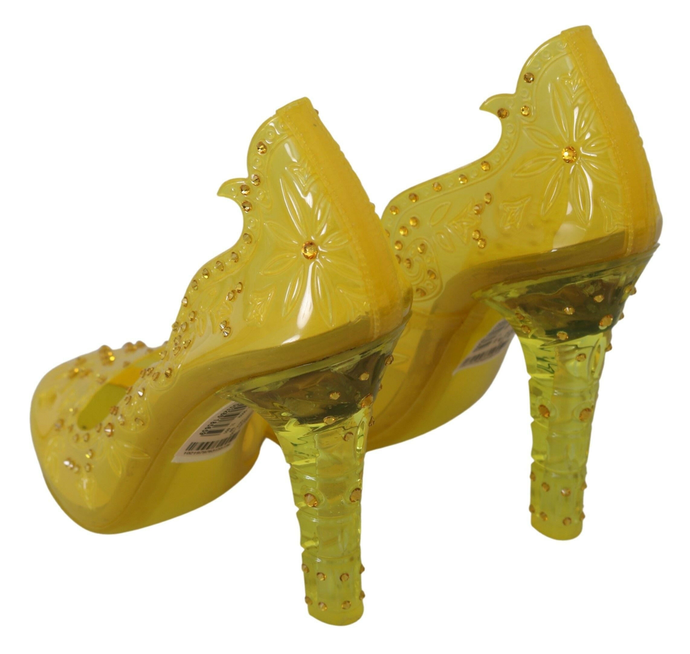 Dolce & Gabbana Yellow Floral Crystal CINDERELLA Heels Shoes -   -  Dolce & Gabbana.