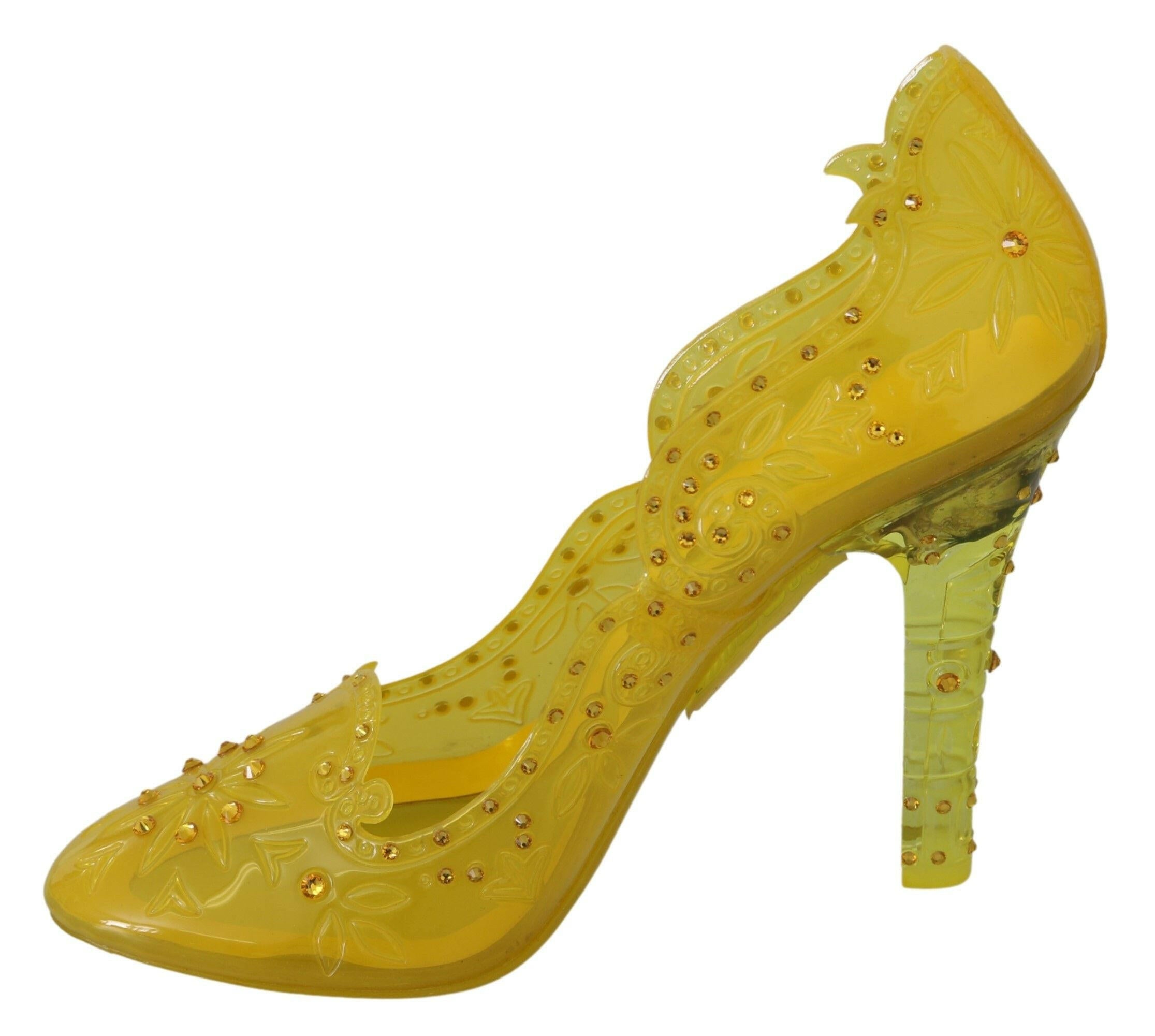 Dolce & Gabbana Yellow Floral Crystal CINDERELLA Heels Shoes -   -  Dolce & Gabbana.