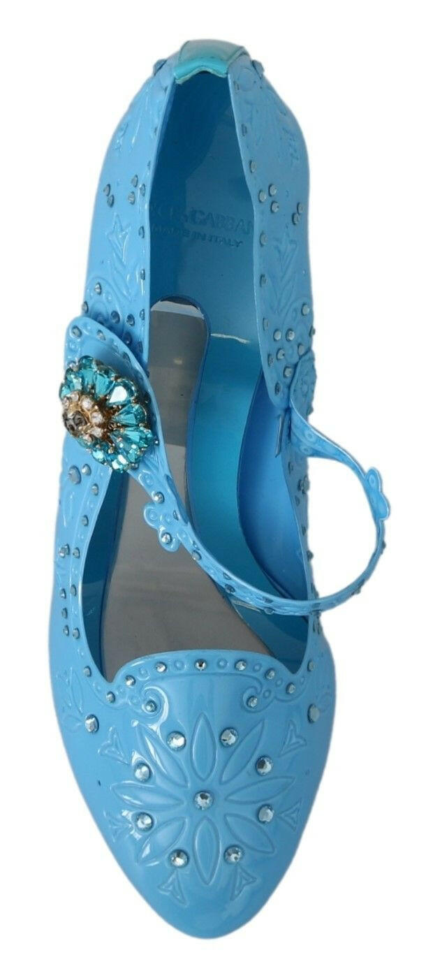 Dolce & Gabbana Blue Floral Crystal CINDERELLA Heels Shoes -   -  Dolce & Gabbana.