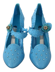 Dolce & Gabbana Blue Floral Crystal CINDERELLA Heels Shoes -   -  Dolce & Gabbana.