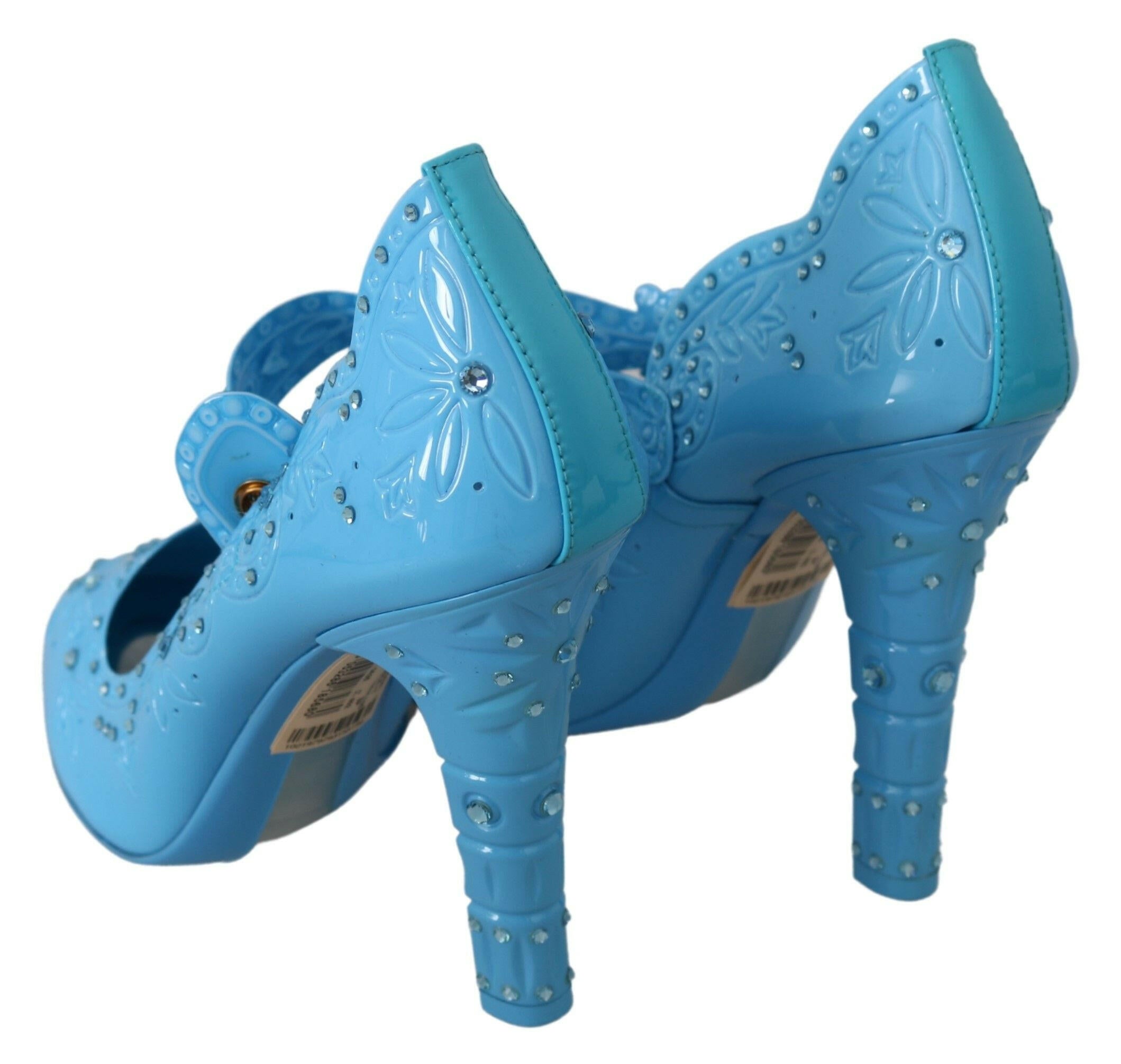 Dolce & Gabbana Blue Floral Crystal CINDERELLA Heels Shoes -   -  Dolce & Gabbana.