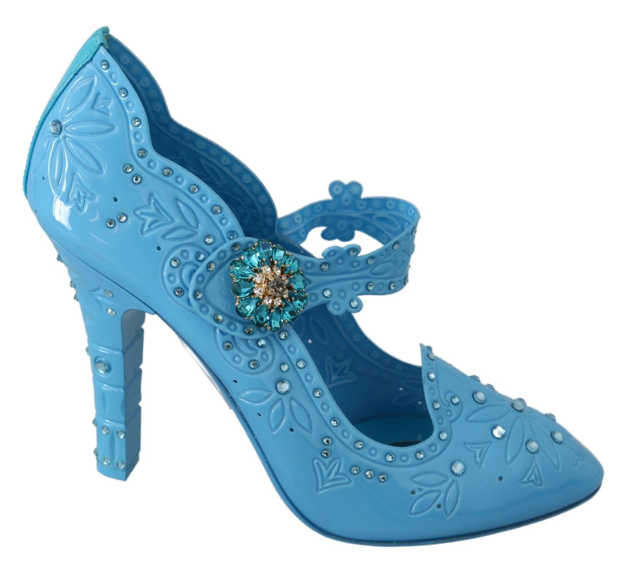 Dolce & Gabbana Blue Floral Crystal CINDERELLA Heels Shoes -   -  Dolce & Gabbana.