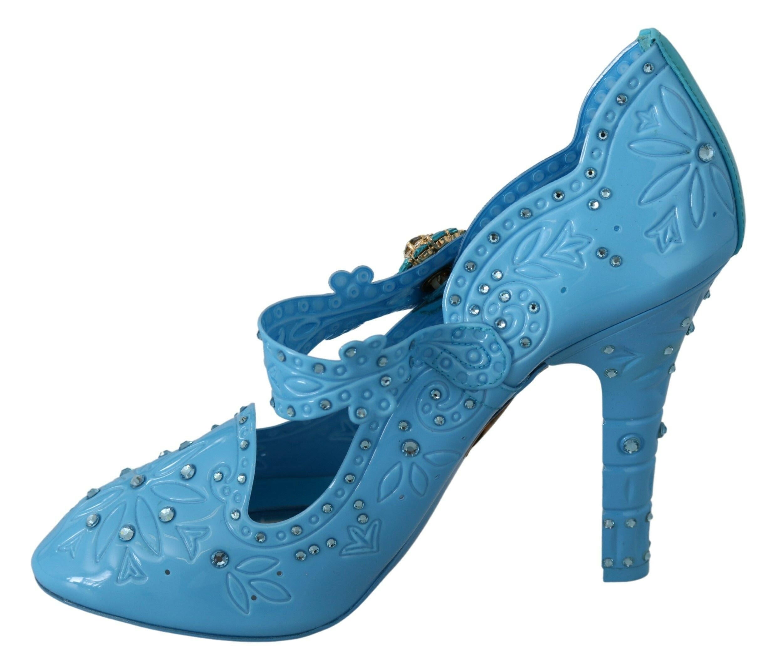 Dolce & Gabbana Blue Floral Crystal CINDERELLA Heels Shoes -   -  Dolce & Gabbana.