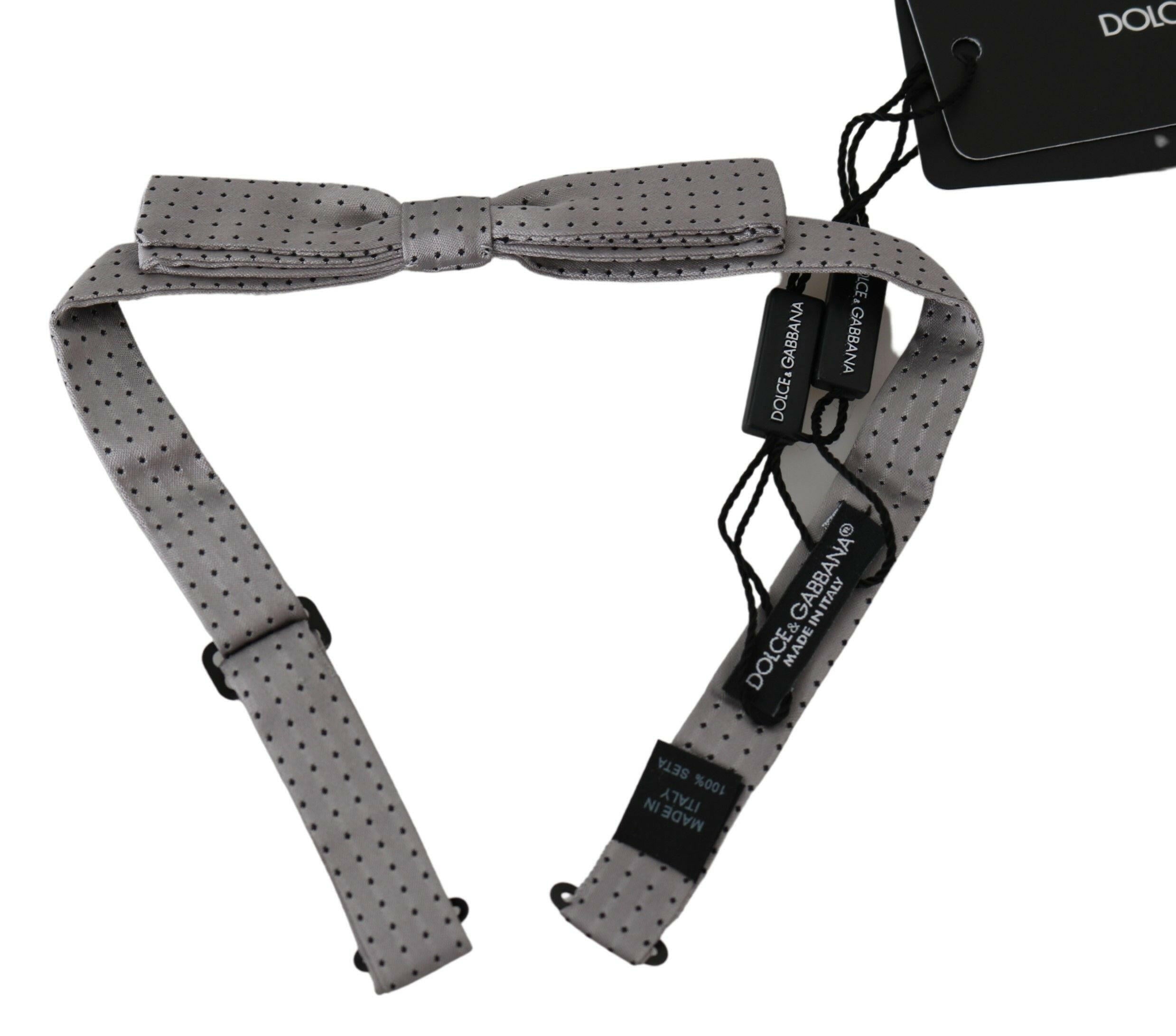 Dolce & Gabbana Gray Polka Dot Mens Necktie Papillon Bow Tie -  Neckties, Men -  Dolce & Gabbana.