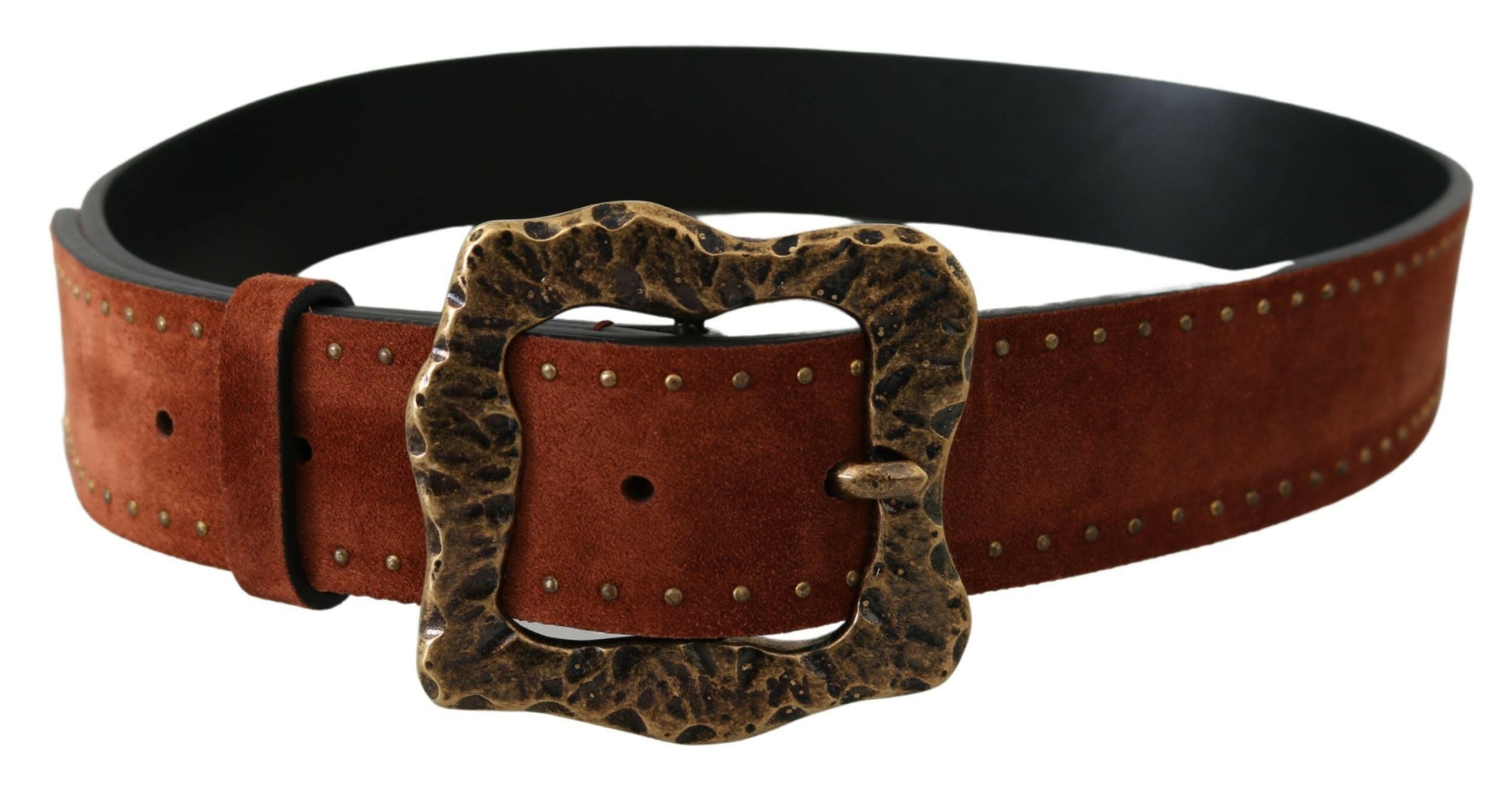 Dolce & Gabbana Brown Suede Leather Studded Baroque Belt -   -  Dolce & Gabbana.