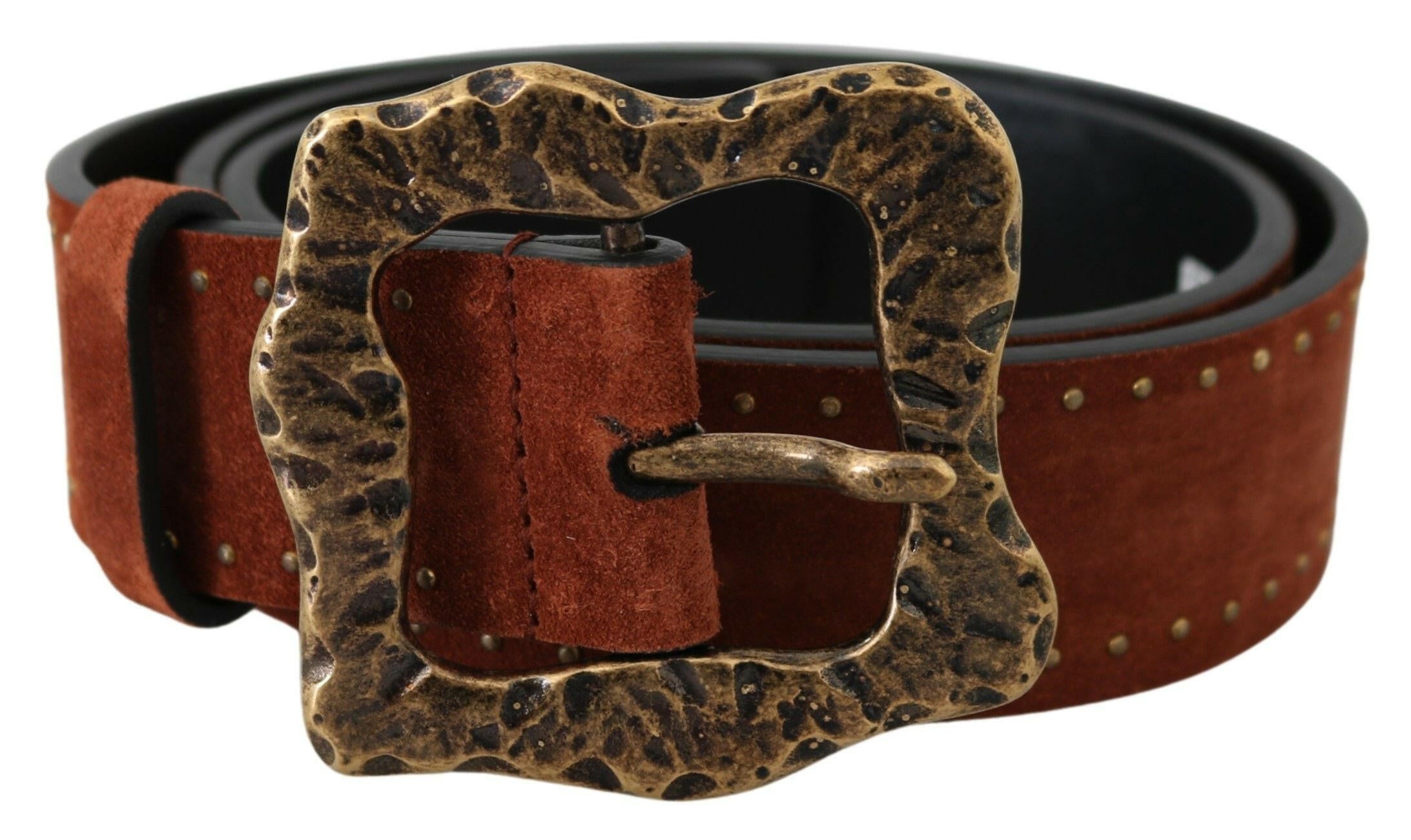 Dolce & Gabbana Brown Suede Leather Studded Baroque Belt -   -  Dolce & Gabbana.