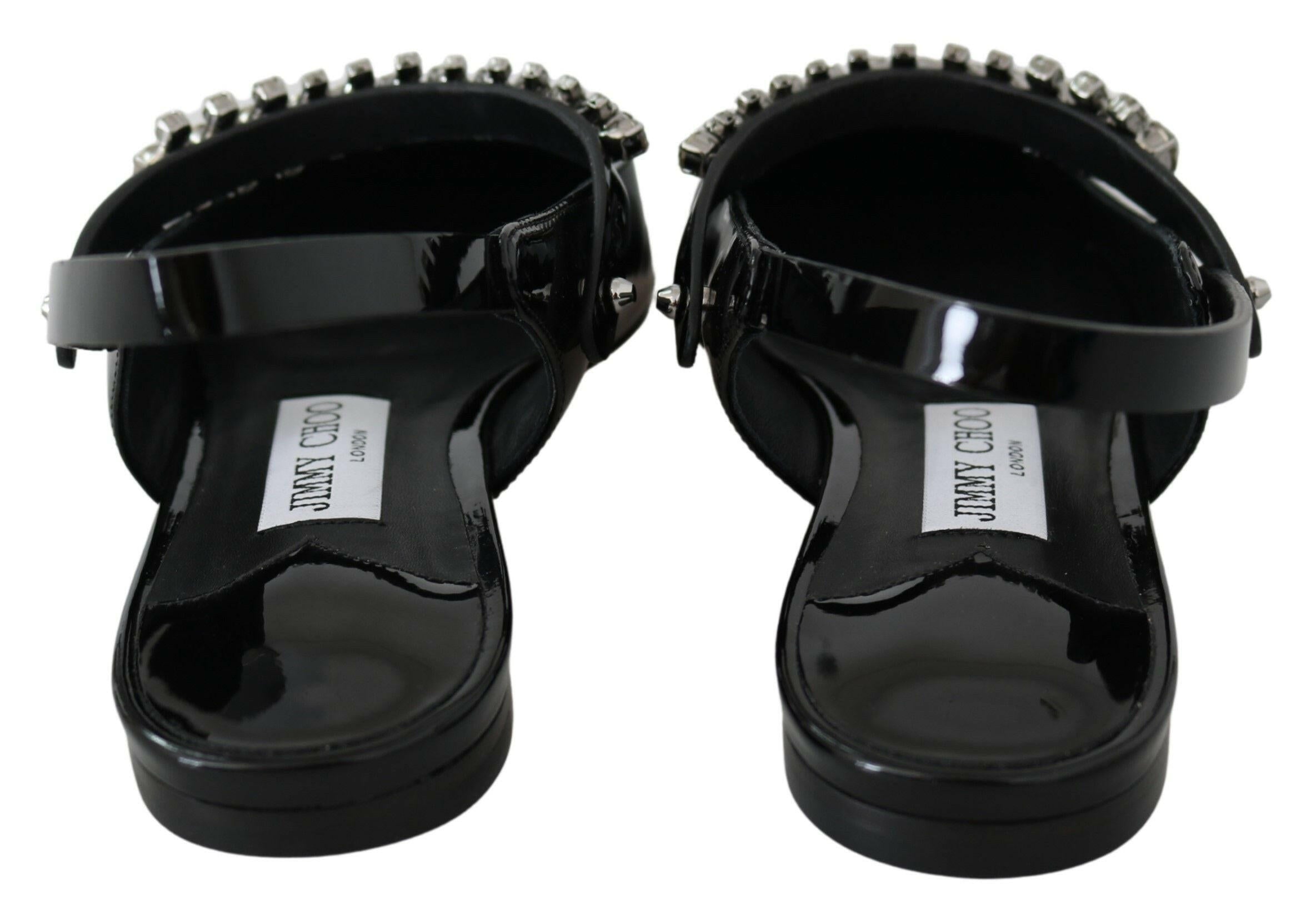 Jimmy Choo Elegant Black Patent Flats with Crystal Accent -   -  Jimmy Choo.