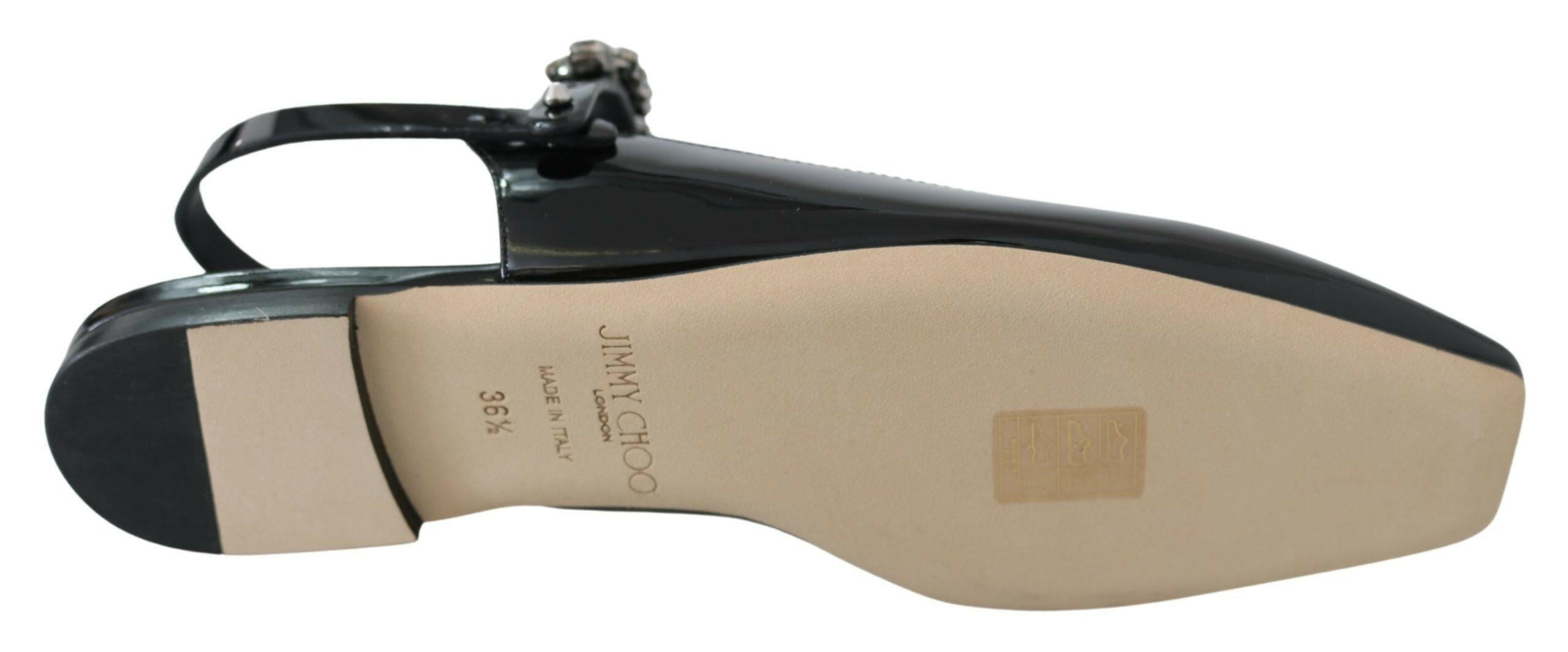 Jimmy Choo Elegant Black Patent Flats with Crystal Accent -   -  Jimmy Choo.