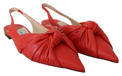 Jimmy Choo Chic Red Pointed Toe Leather Flats -   -  Jimmy Choo.