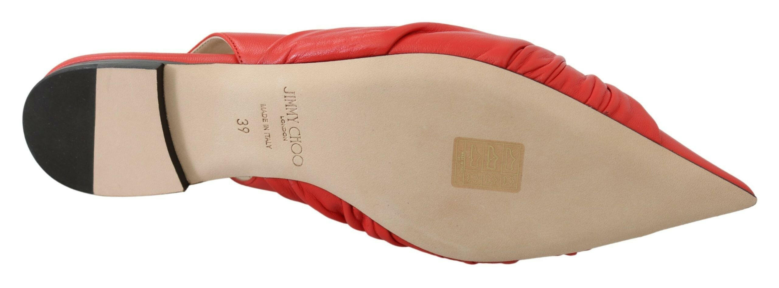 Jimmy Choo Chic Red Pointed Toe Leather Flats -   -  Jimmy Choo.
