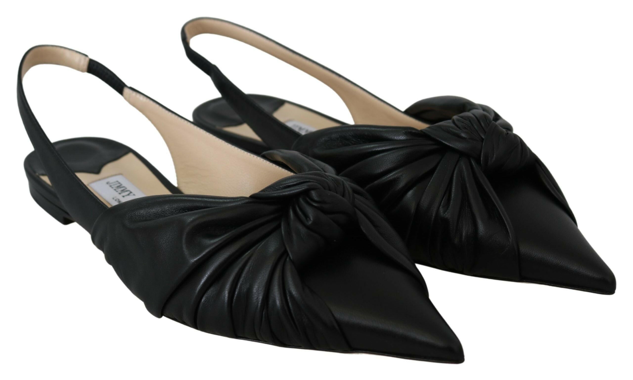 Jimmy Choo Elegant Pointed Toe Leather Flats -   -  Jimmy Choo.