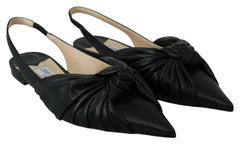 Jimmy Choo Elegant Pointed Toe Leather Flats -   -  Jimmy Choo.
