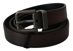 Dolce & Gabbana Solid Brown Leather Gray Buckle Belt -   -  Dolce & Gabbana.