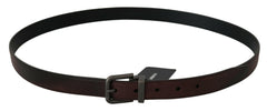 Dolce & Gabbana Solid Brown Leather Gray Buckle Belt -   -  Dolce & Gabbana.
