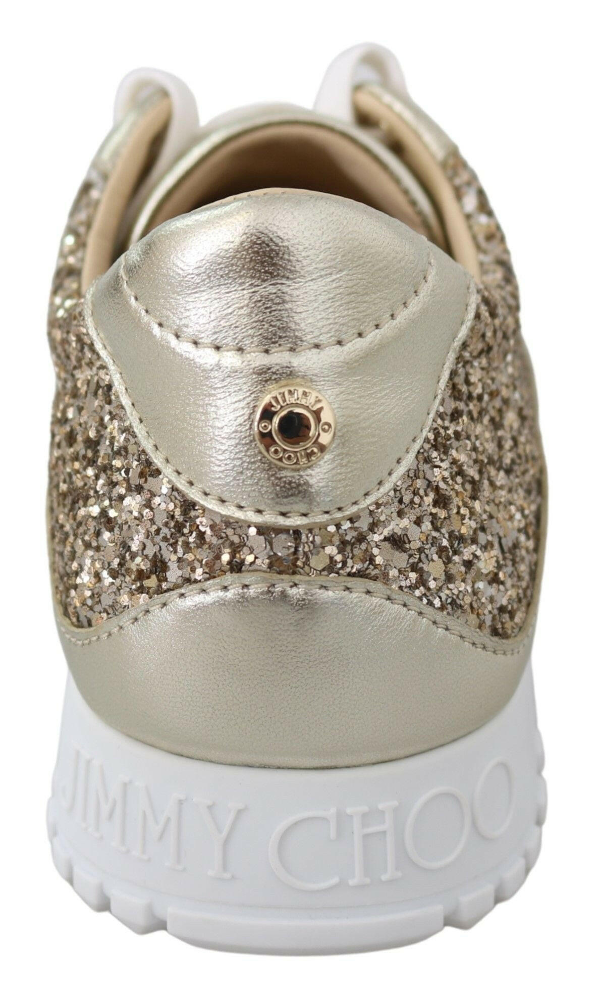 Jimmy Choo Antique Gold Glitter Leather Sneakers -   -  Jimmy Choo.