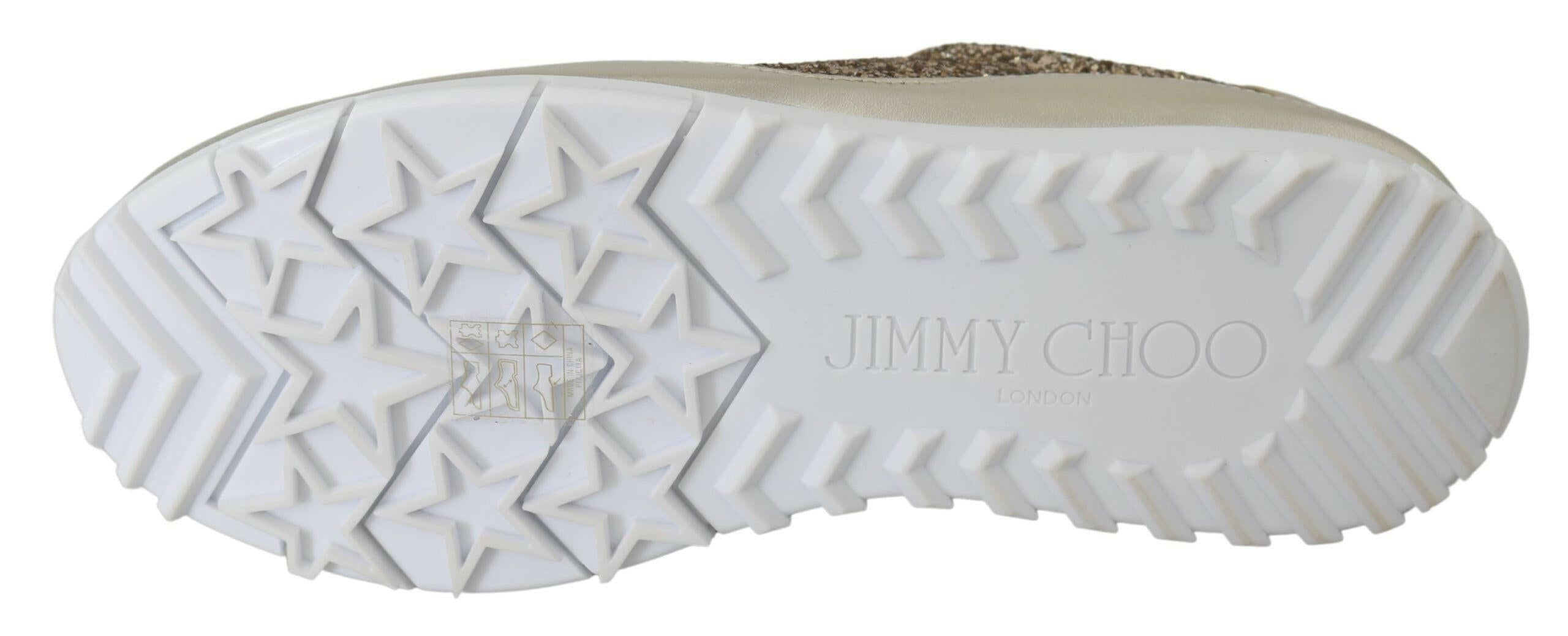 Jimmy Choo Antique Gold Glitter Leather Sneakers -   -  Jimmy Choo.