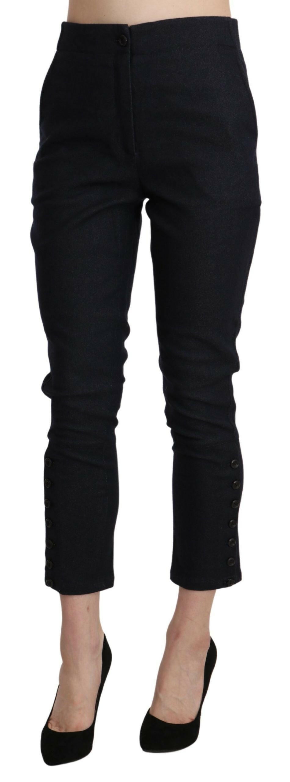 Ermanno Scervino Black High Waist Capri Cropped Cotton Pants -   -  Ermanno Scervino.