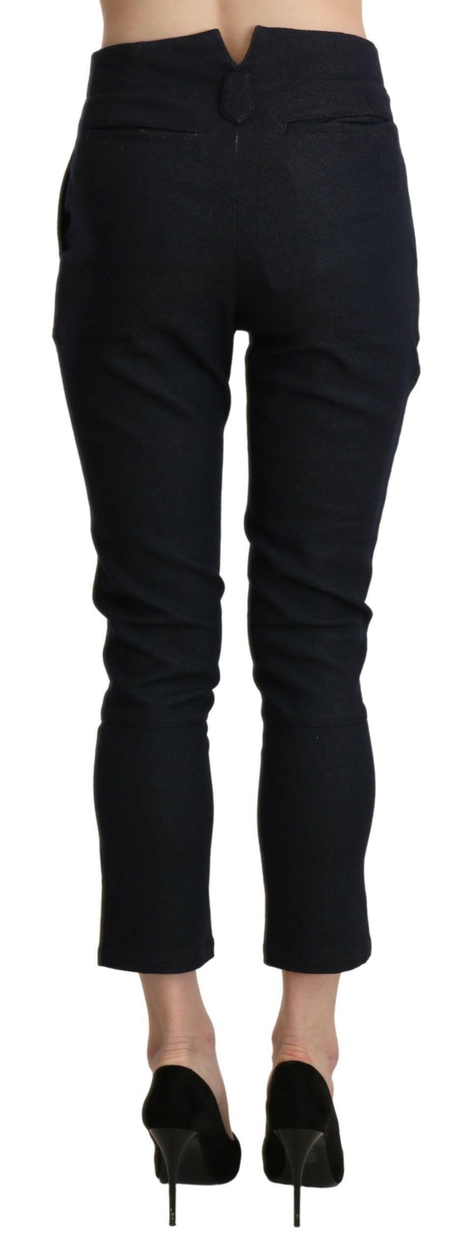 Ermanno Scervino Black High Waist Capri Cropped Cotton Pants -   -  Ermanno Scervino.