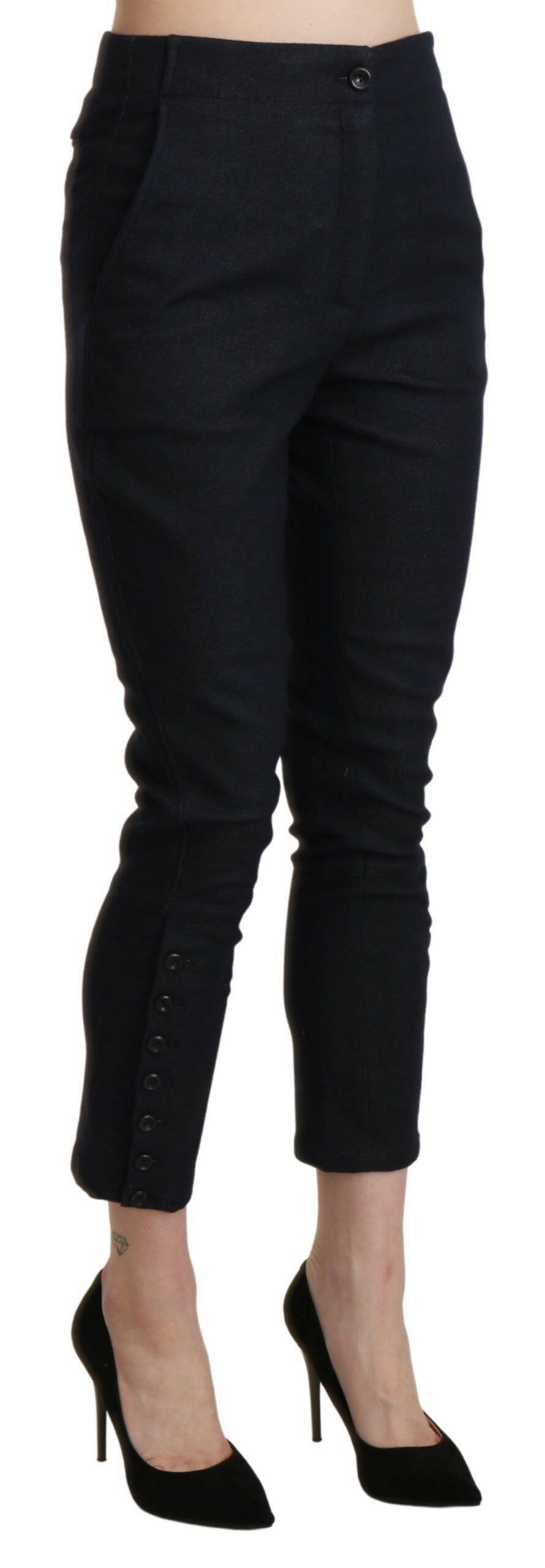 Ermanno Scervino Black High Waist Capri Cropped Cotton Pants -   -  Ermanno Scervino.