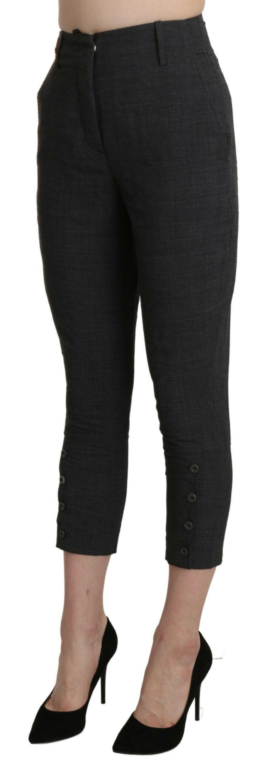 Ermanno Scervino Gray High Waist Capri Cropped Cotton Pants -   -  Ermanno Scervino.