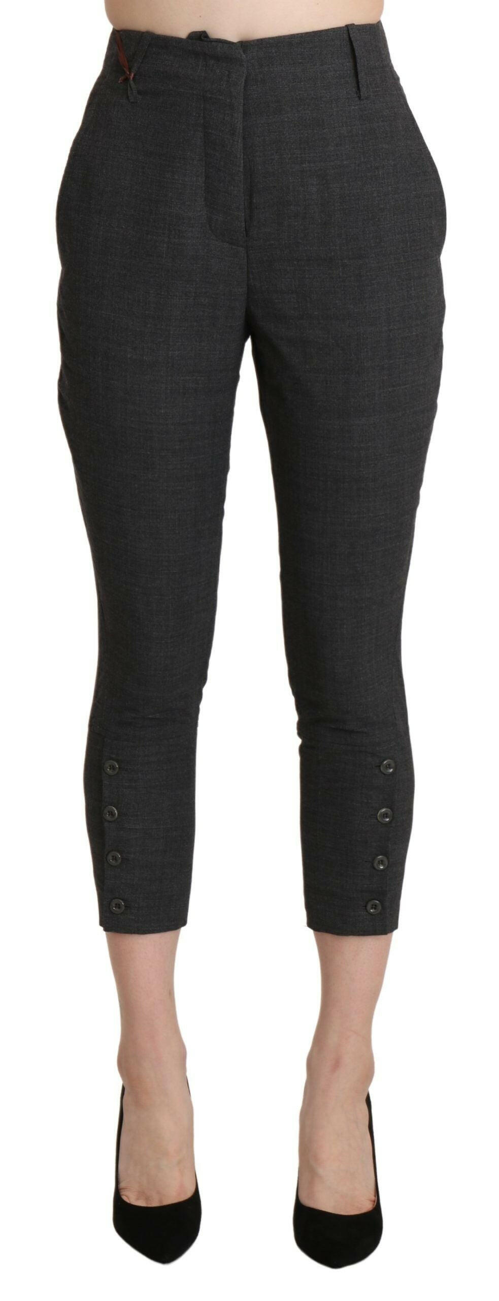 Ermanno Scervino Gray High Waist Capri Cropped Cotton Pants -   -  Ermanno Scervino.