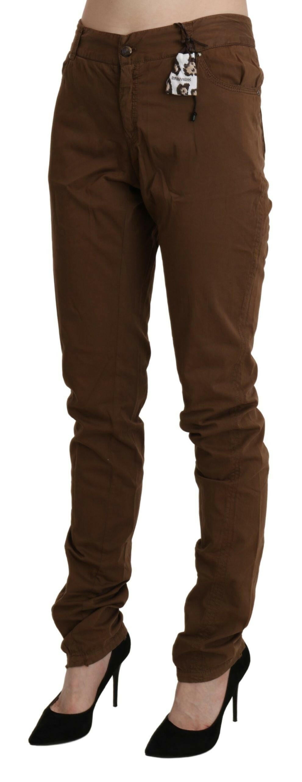 Ermanno Scervino Brown High Waist Skinny Trouser Cotton Pants -   -  Ermanno Scervino.