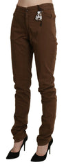 Ermanno Scervino Brown High Waist Skinny Trouser Cotton Pants -   -  Ermanno Scervino.