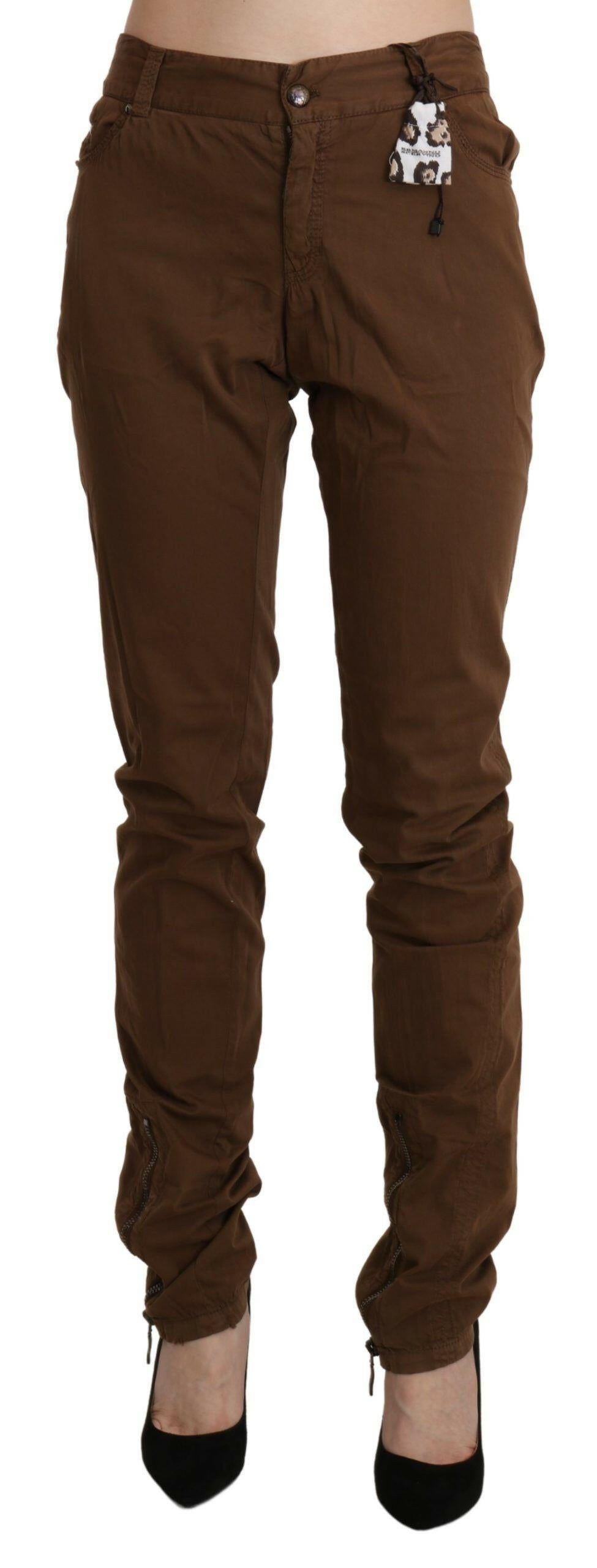 Ermanno Scervino Brown High Waist Skinny Trouser Cotton Pants -   -  Ermanno Scervino.