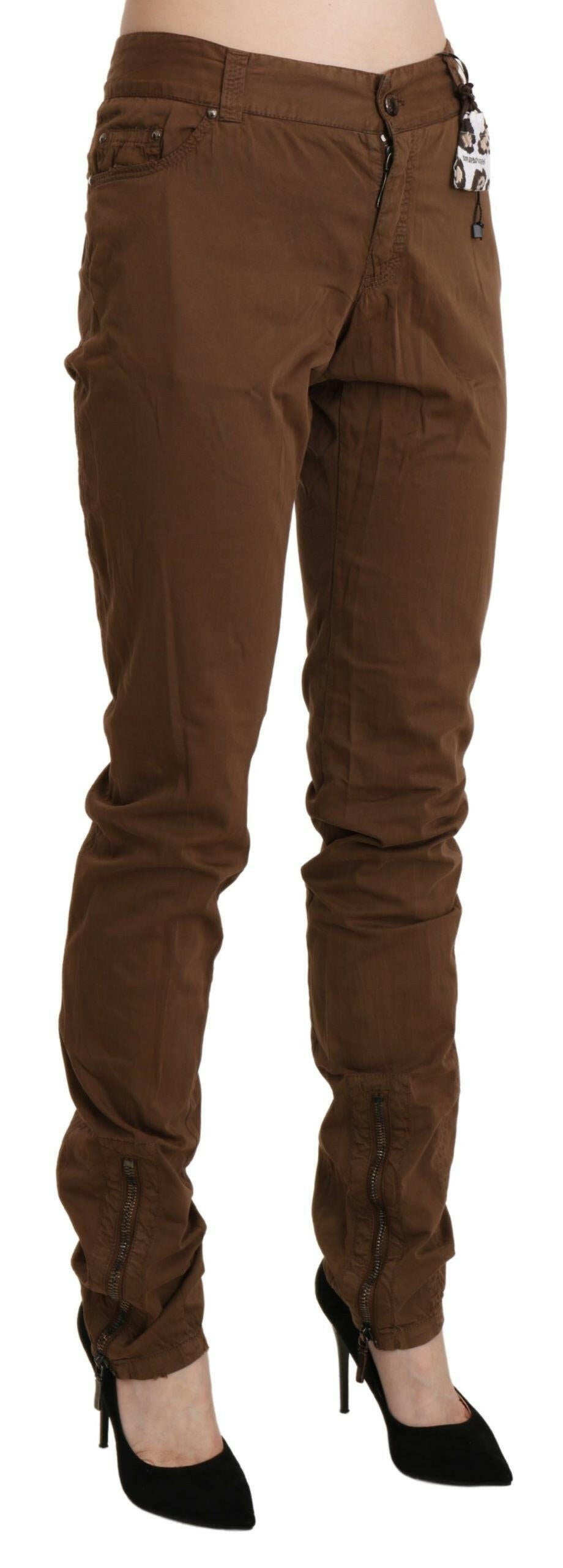 Ermanno Scervino Brown High Waist Skinny Trouser Cotton Pants -   -  Ermanno Scervino.