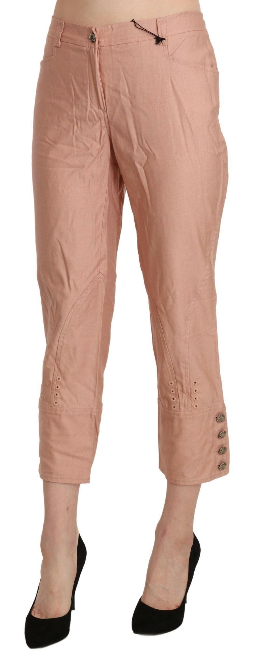 Ermanno Scervino Cotton Pink High Waist Cropped Trouser Pants -   -  Ermanno Scervino.