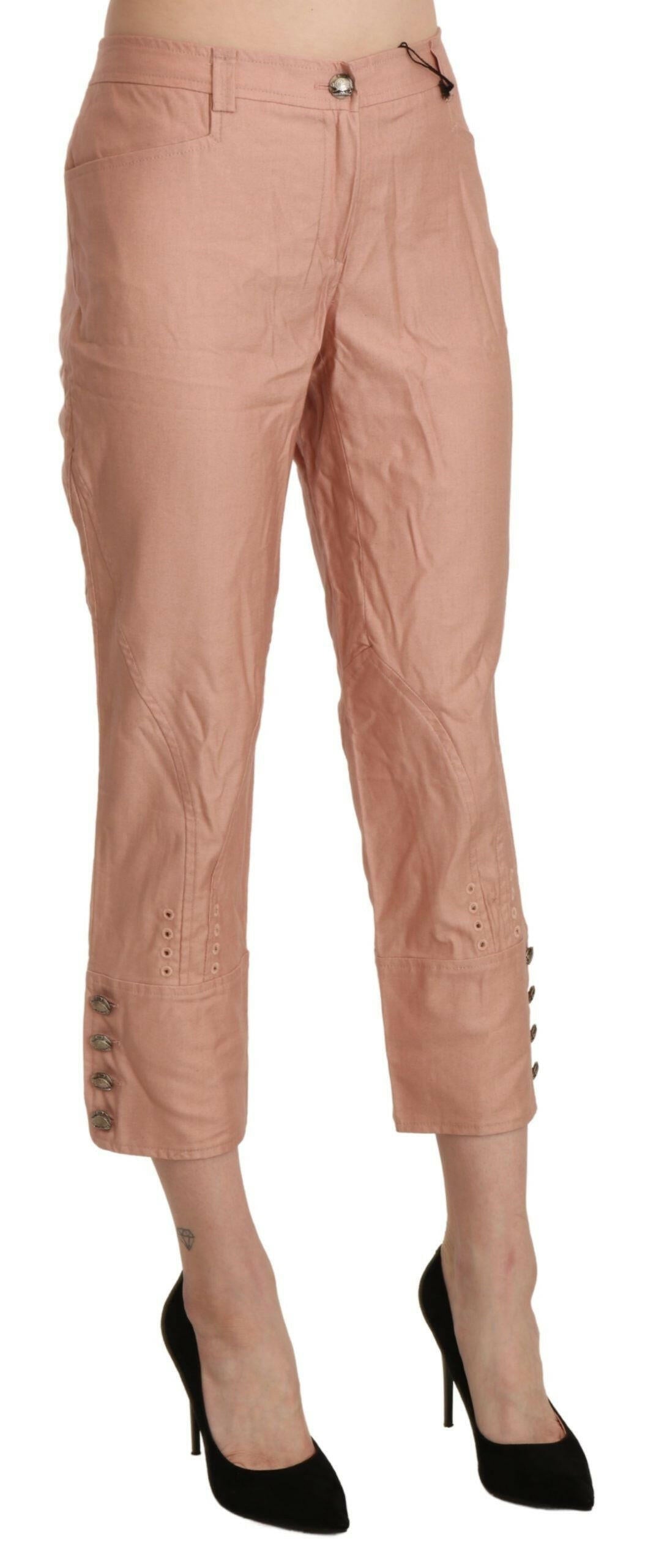 Ermanno Scervino Cotton Pink High Waist Cropped Trouser Pants -   -  Ermanno Scervino.