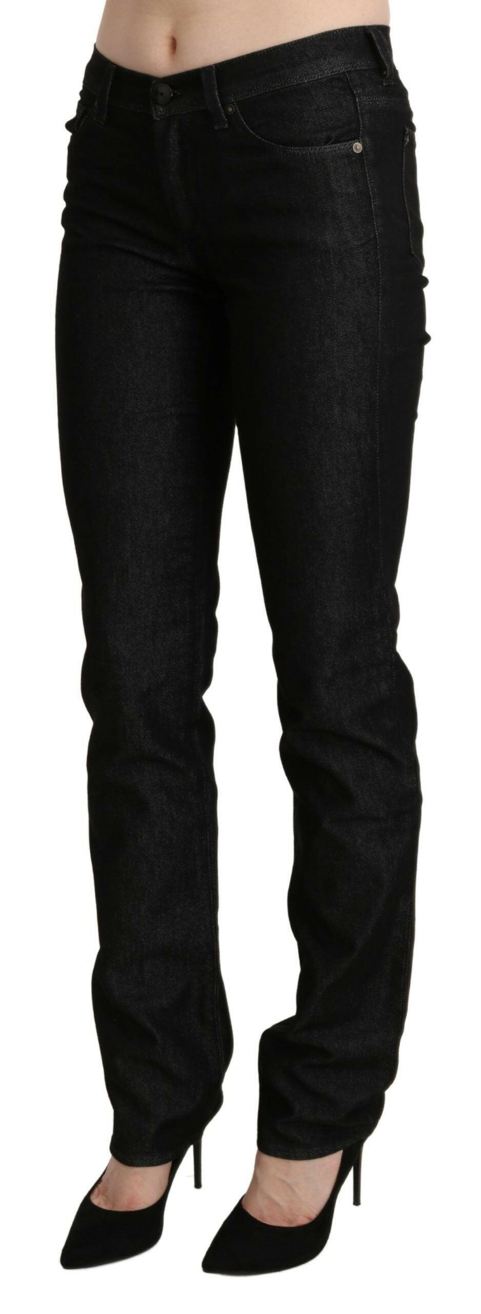 Ermanno Scervino Black Mid Waist Skinny Slim Denim Trouser -   -  Ermanno Scervino.