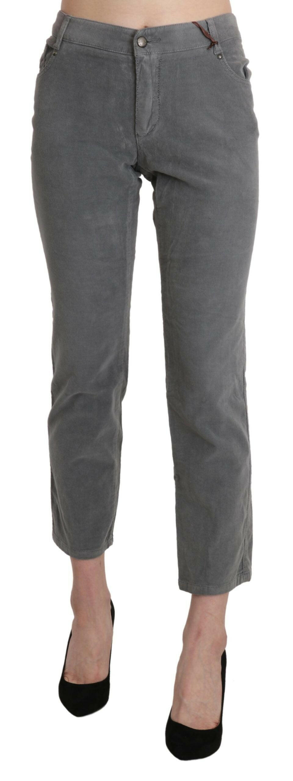 Ermanno Scervino Gray Cropped Cotton Stretch Trouser Pants -   -  Ermanno Scervino.