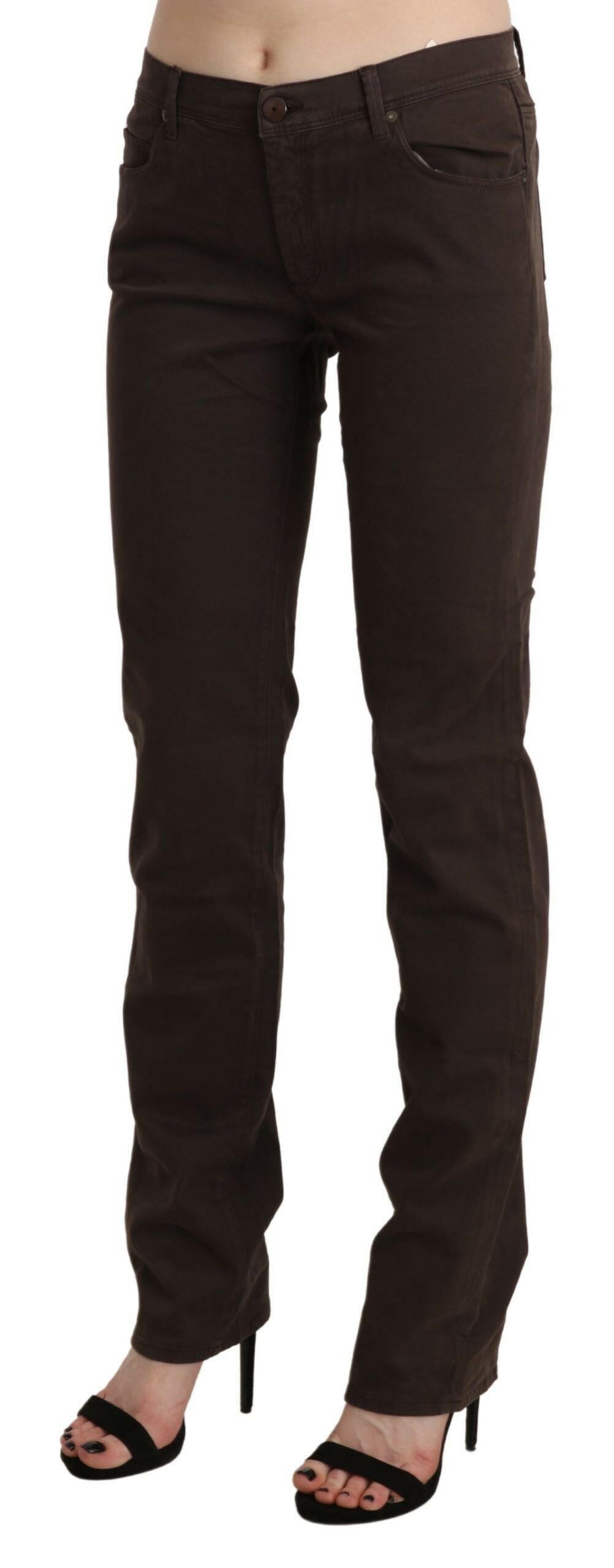 Ermanno Scervino Brown Mid Waist Skinny Slim Trouser Cotton Jeans -   -  Ermanno Scervino.