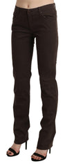 Ermanno Scervino Brown Mid Waist Skinny Slim Trouser Cotton Jeans -   -  Ermanno Scervino.
