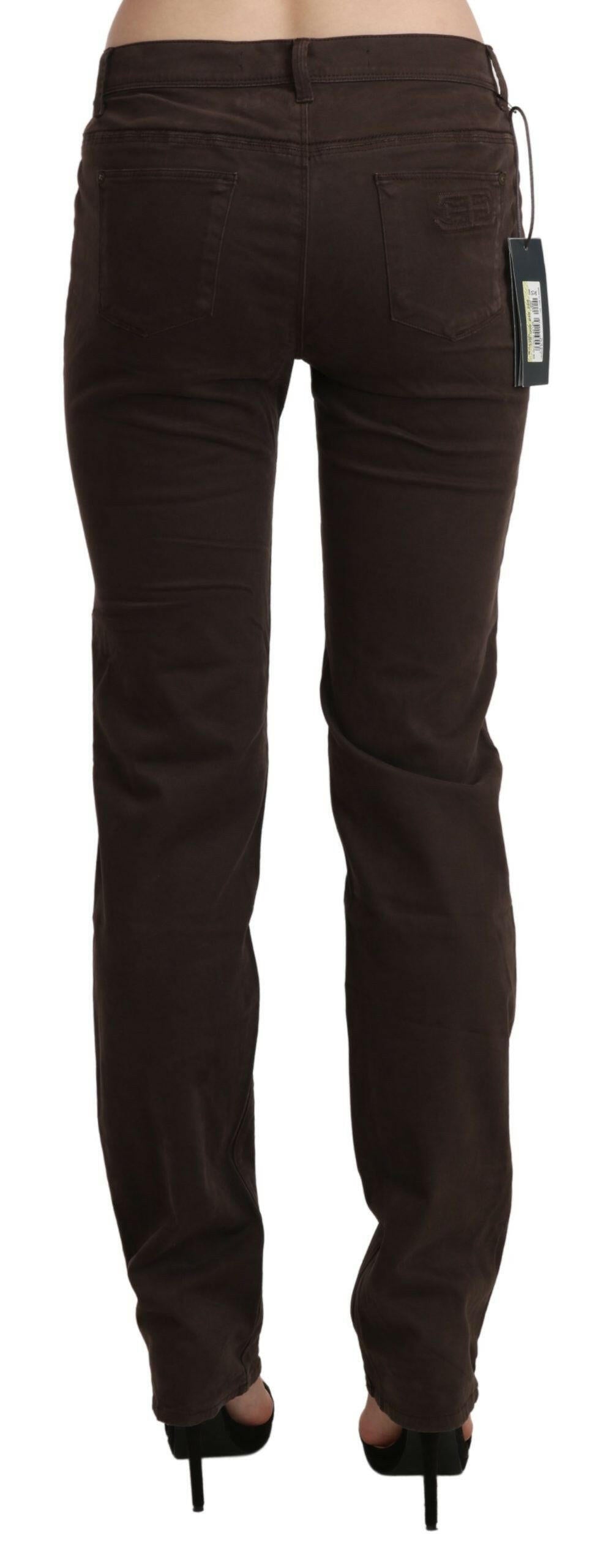 Ermanno Scervino Brown Mid Waist Skinny Slim Trouser Cotton Jeans -   -  Ermanno Scervino.
