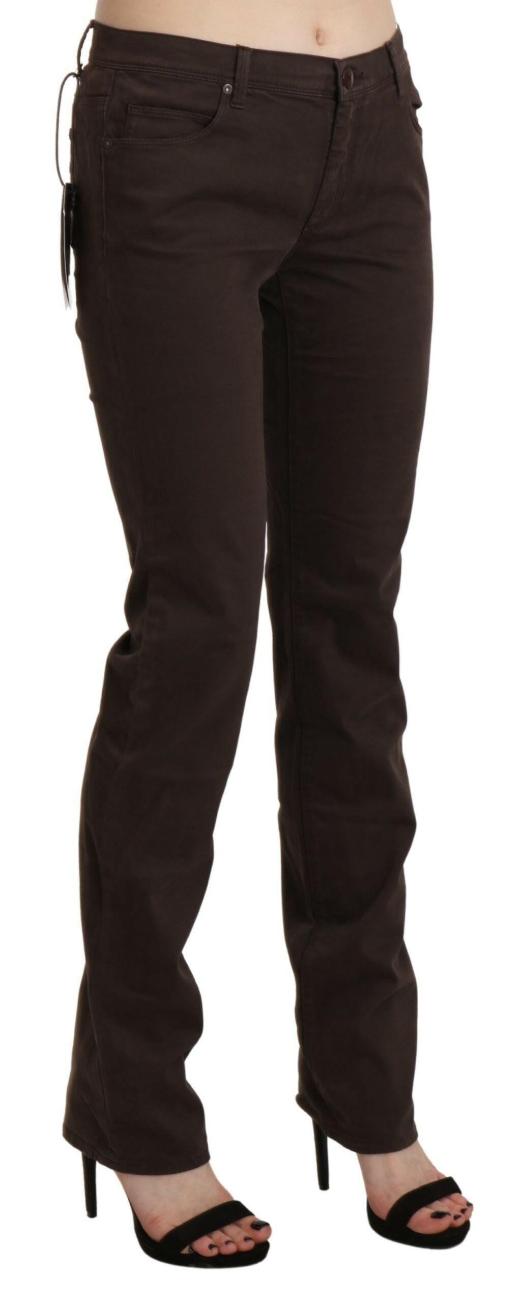 Ermanno Scervino Brown Mid Waist Skinny Slim Trouser Cotton Jeans -   -  Ermanno Scervino.