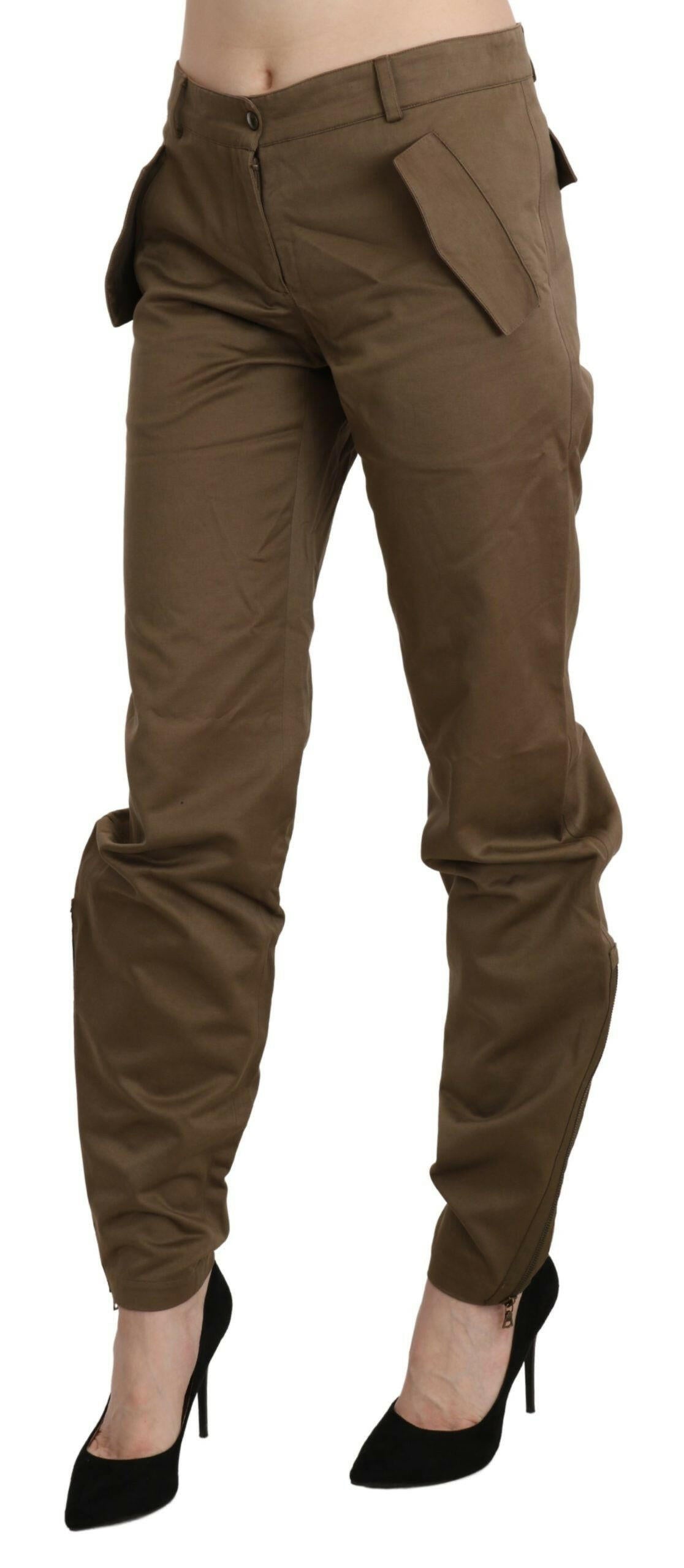 Ermanno Scervino Brown Mid Waist Straight Cotton Pants -   -  Ermanno Scervino.