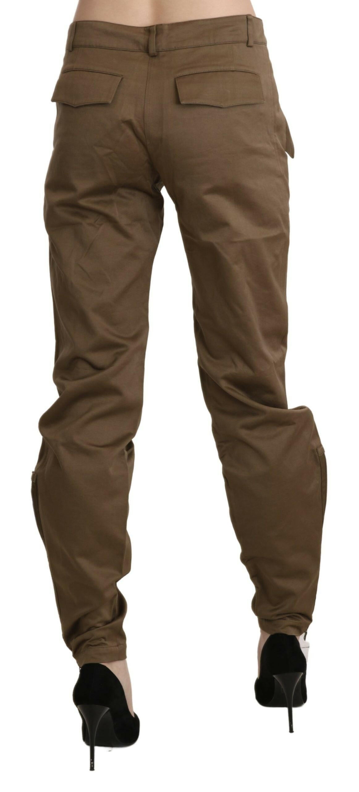 Ermanno Scervino Brown Mid Waist Straight Cotton Pants -   -  Ermanno Scervino.