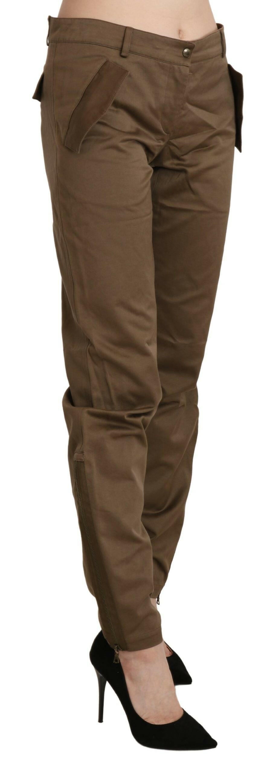 Ermanno Scervino Brown Mid Waist Straight Cotton Pants -   -  Ermanno Scervino.